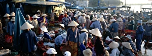 Crowded Prints: The market, Hoi Han (Hoi An), Vietnam, Indochina, Southeast Asia, Asia