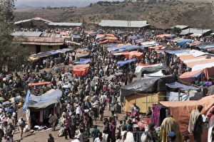 Crowded Prints: The market of Lalibela, Amhara region, Ethiopia, Africa