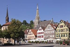 Esslingen Prints: Market place with St. Paul Minster and Frauenkirche church, Esslingen, Baden-Wurttemberg