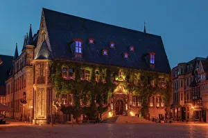 Quedlinburg Prints: Market Place with Town Hall in the evening