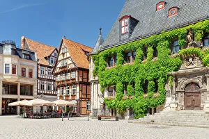 Quedlinburg Prints: Market Place with Town Hall, Quedlinburg, Harz, Saxony-Anhalt, Germany, Europe