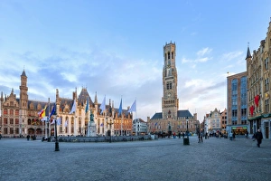 Belfry Prints: Market square and the Belfry, Historic center of Bruges