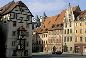 Market square buildings in medieval town of Cheb, Bohemia, Czech Republic, Europe