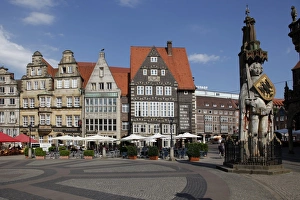 Sword Prints: Market square with Roland statue, old town, UNESCO World Heritage Site