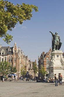Ghent Prints: Market Square with statue of Jacob van Artevelde, Ghent, Belgium, Europe