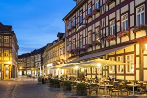 Saxony Anhalt Prints: Market square and Town Hall at twilight, Wernigerode, Harz, Saxony-Anhalt, Germany