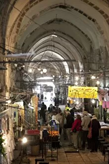 Marketplace in covered alleyway in the Arab sector, Old City, Jerusalem