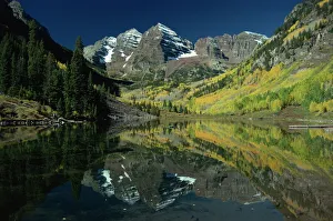 Lakes Prints: Maroon Bells reflected in lake, near Aspen, Colorado, United States of America