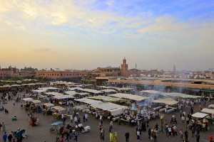 City Life Prints: Marrakesh at dusk, Djemaa el-Fna, Marrakech, Morocco, North Africa, Africa