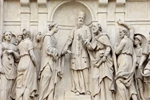 Biblical Prints: Marriage of Joseph and Mary, Loreto church sculpture, Prague, Czech Republic, Europe