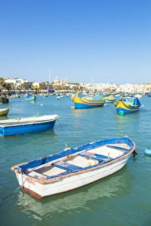 Malta Prints: Marsaxlokk Harbour and traditional fishing boats, Marsaxlokk, Malta, Mediterranean, Europe