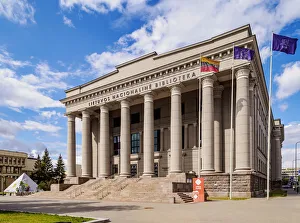 Flag Pole Prints: Martynas Mazvydas National Library of Lithuania, Vilnius, Lithuania, Europe