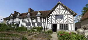 Timbered Prints: Mary Ardens House in Wilmcote, home of Shakespeares mother, half-timbered Tudor farmhouse