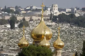 Crosses Prints: Mary Magdalene Russian Orthodox church on Mount of Olives, Jerusalem, Israel, Middle East