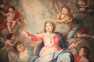 Cordon Prints: Marys coronation, Our Lady of Assumption church, Cordon, Haute-Savoie, France