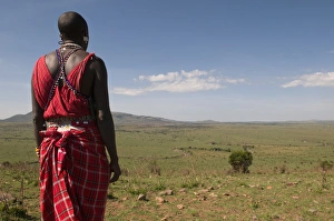 Images Dated 1st October 2008: Masai man, Masai Mara, Kenya, East Africa, Africa