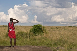 Images Dated 1st October 2008: Masai man, Masai Mara, Kenya, East Africa, Africa