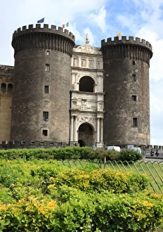 Battlement Prints: Maschio Angioino Castle (Castel Nuovo), Naples, Campania, Italy, Europe