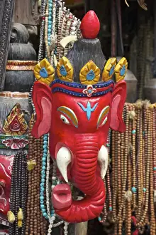 Necklace Prints: Mask of Ganesha, a Hindu god, on sale at Swayambhunath Stupa (Monkey Temple)