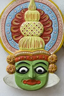 Mask of Kathakali Dancer, Kerala, India, Asia