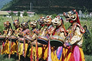 Disguise Prints: Masked Bhutanese dancers, Bhutan