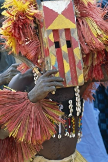 Sangha Prints: Masked Dogon dancer, Sangha, Mali