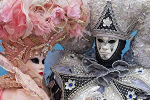 Typically Italian Prints: Masks and costumes, Carnival, Venice, Veneto, Italy, Europe