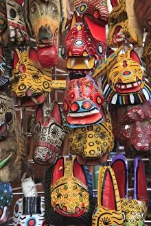 Masks, Mercado Artesanias (National Artisans Market), Masaya, Nicaragua, Central America