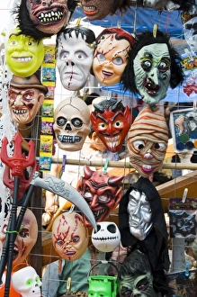 Disguise Prints: Masks for sale on market day