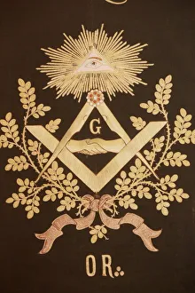 Cloth Prints: Masonic banner, Grande Loge de France, Paris, France, Europe