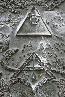 Delta Prints: Masonic symbols of angle bracket and delta at the Human Right Monument in the Paris Champ