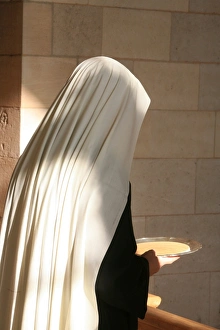 Obscured Face Prints: Mass in Notre Dame du Bec Benedictine Abbey, Le Bec Hellouin, Eure, Normandy