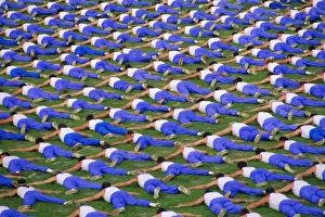 Uniform Prints: Mass sports display, Plzen, West Bohemia, Czech Republic, Europe