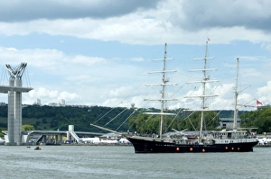 Images Dated 3rd July 2008: The three masted boat the Tenacious from Britain in front of movable bridge Flaubert during Armada