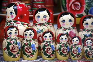 Stereotypically Russian Prints: Matryoshka (babushka) dolls, St. Petersburg, Russia, Europe