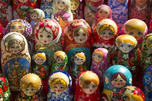 Multi Colored Prints: Matryoshka Dolls, Rostov Veliky, Golden Ring, Yaroslavl Oblast, Russia, Europe
