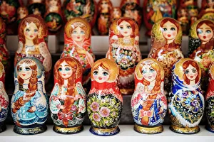 Stall Prints: Matryoshka dolls, St. Petersburg, Leningrad Oblast, Russia, Europe