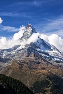 Jagged Prints: Matterhorn surrounded by clouds, Zermatt, Canton of Valais, Pennine Alps, Swiss Alps