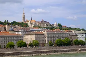 River Danube Prints: Matthias Church, Fishermans Bastion at the heart of Budas Castle District and the Danube