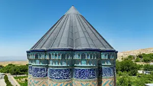 Significance Prints: Mausoleum in Garabaghlar showcases stunning architecture under clear skies in Azerbaijan