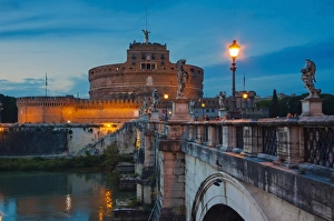 Tiber River Prints: Mausoleum of Hadrian (Castel Sant Angelo), Ponte Sant Angelo, Tiber River, UNESCO