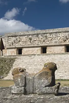 Jaguar Prints: Mayan jaguar sculpture in front of the Palacio del Gobernador (Governors Palace)