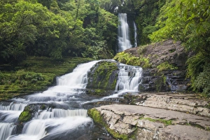 Otago Prints: McLean Falls on the Tautuku River, Chaslands, near Papatowai, Catlins Conservation Area