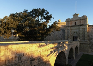 Mdina Prints: Mdina Gate at sunrise, Mdina, Malta