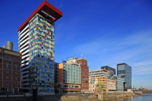 Innovation Prints: Media Harbour in Dusseldorf, North Rhine-Westphalia, Germany, Europe