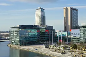 Headquarters Prints: MediaCityUK, the BBC headquarters on the banks of the Manchester Ship Canal in Salford and Trafford