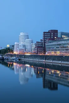River Rhine Prints: Medienhafen, Dusseldorf, North Rhine-Westphalia, Germany, Europe