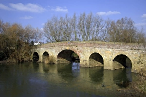 Mediaeval Prints: Medieval bridge over the River Avon, Pershore, Worcestershire, Midlands