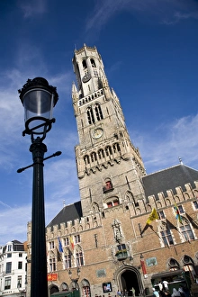 Bruges Prints: Medieval buildings in Central Square, Bruges, Belgium, Europe