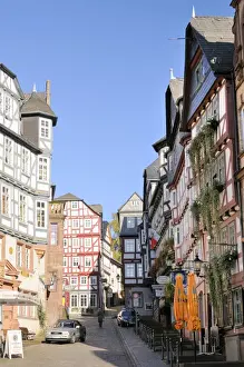 Hesse Prints: Medieval buildings on Mainzer street viewed from the Market square
